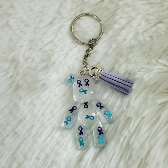 Suicide Awareness Ribbon Bear Keychain - Picture 5 of 8